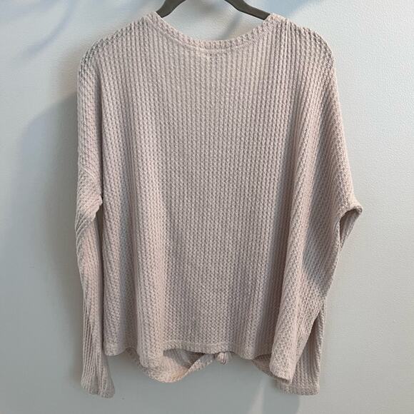 American Eagle Ivory / Beige Button Down Waffle Knit Long Sleeve Shirt Size M - Picture 6 of 8